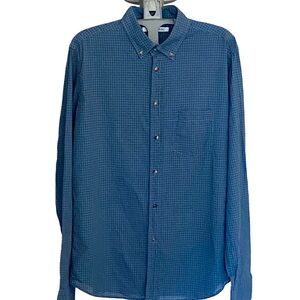 Brooklyn Tailors Button Down Shirt Lightweight Blue Small Plaid Size M -03 EUC